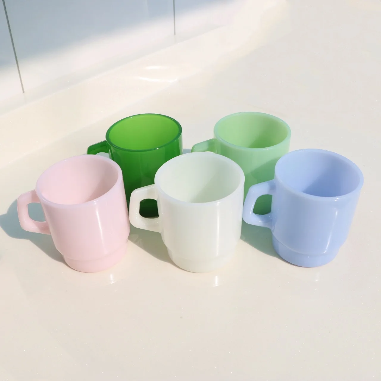 New Style Stackable White Jade Glass Cup Jadeite Jade Glass Coffee Mug - Main Image