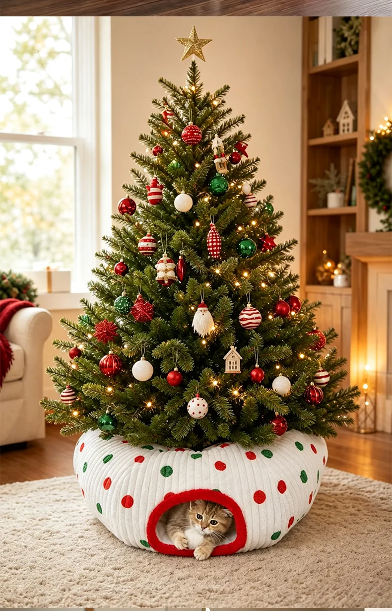 product new christmas themed cat tunnel festive atmosphere indoor self play toy all season interactive tunnel for cats kittens-2