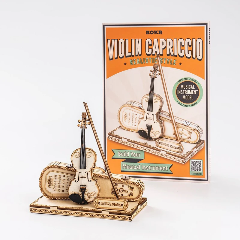 Robotime Rokr DIY Assemble Toys TG604K Violin Capriccio Model Kits Adult Wooden Puzzle 3D