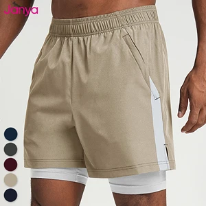Janya Custom 2 in 1 Shorts for Men Color-Block Side Lined Design Breathable Running Gym Fitness Workout Casual Active Shorts