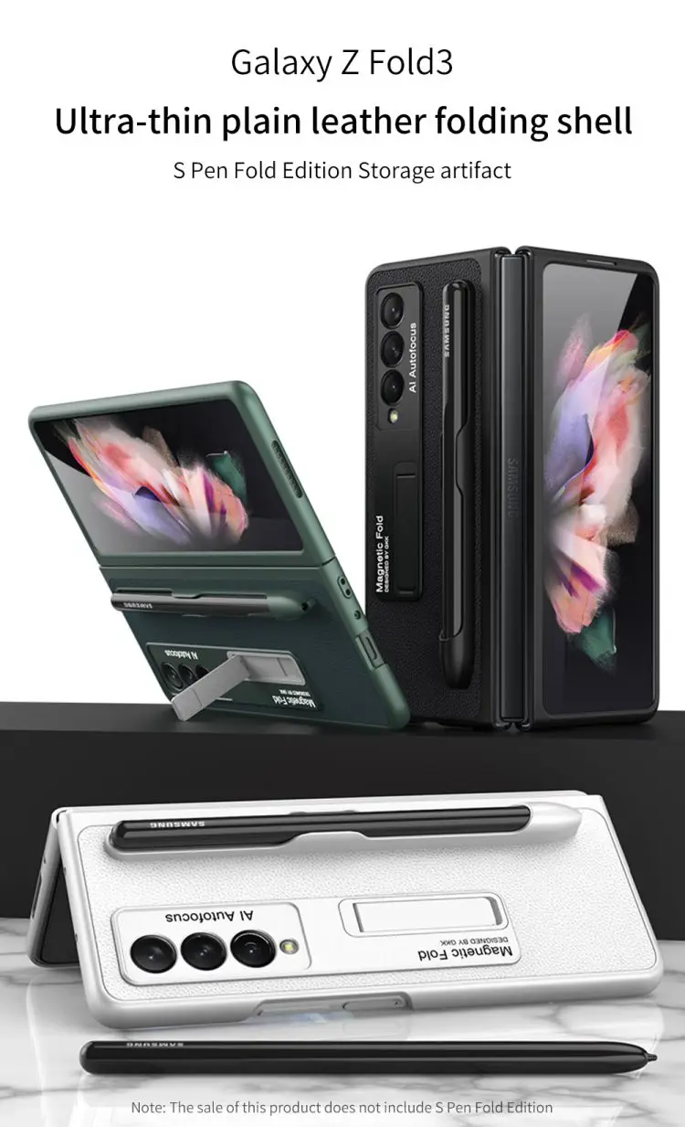 For Samsung Galaxy Z Fold 3 Case With Pen Holder Pu Cover For Samsung Z