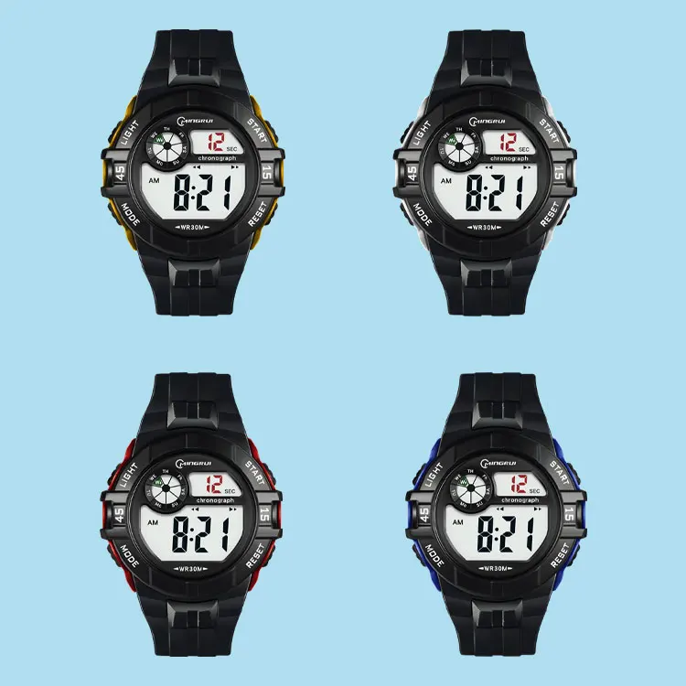 Fashion LED Watches Multi Function Changed Light Color Silicone Waterproof Wrist Digital Kids Sport Watch