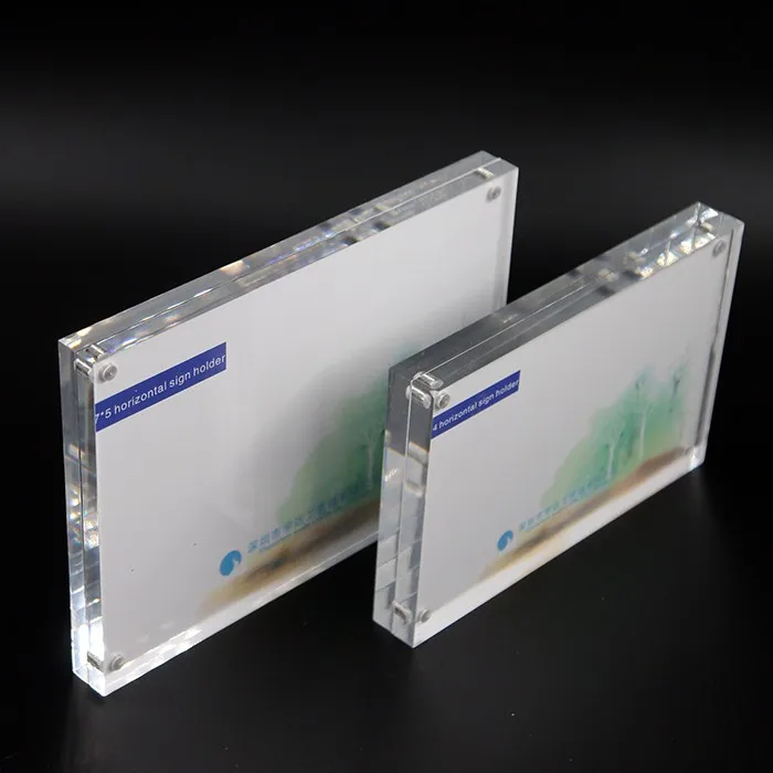 Desktop Lucite s Block Frame  Acrylic Block Sign Holder clear Acrylic Magnetic 2x6 Photo Booth Frame