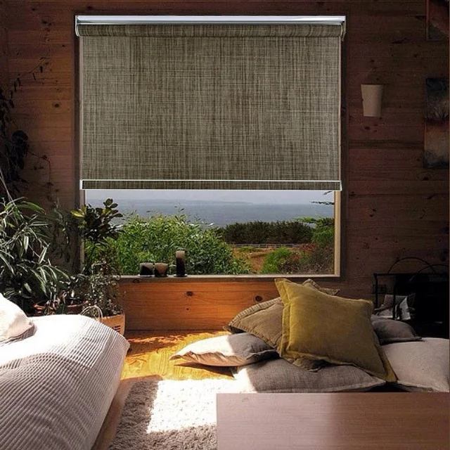 Wood Finish Blinds for Window Smart Blinds Shades & Shutters Beam Roller Blinds with Metal Clamp