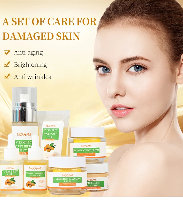 7pcs Turmeric Skincare Set Repairing Turmeric Vitamin C Serum Anti 