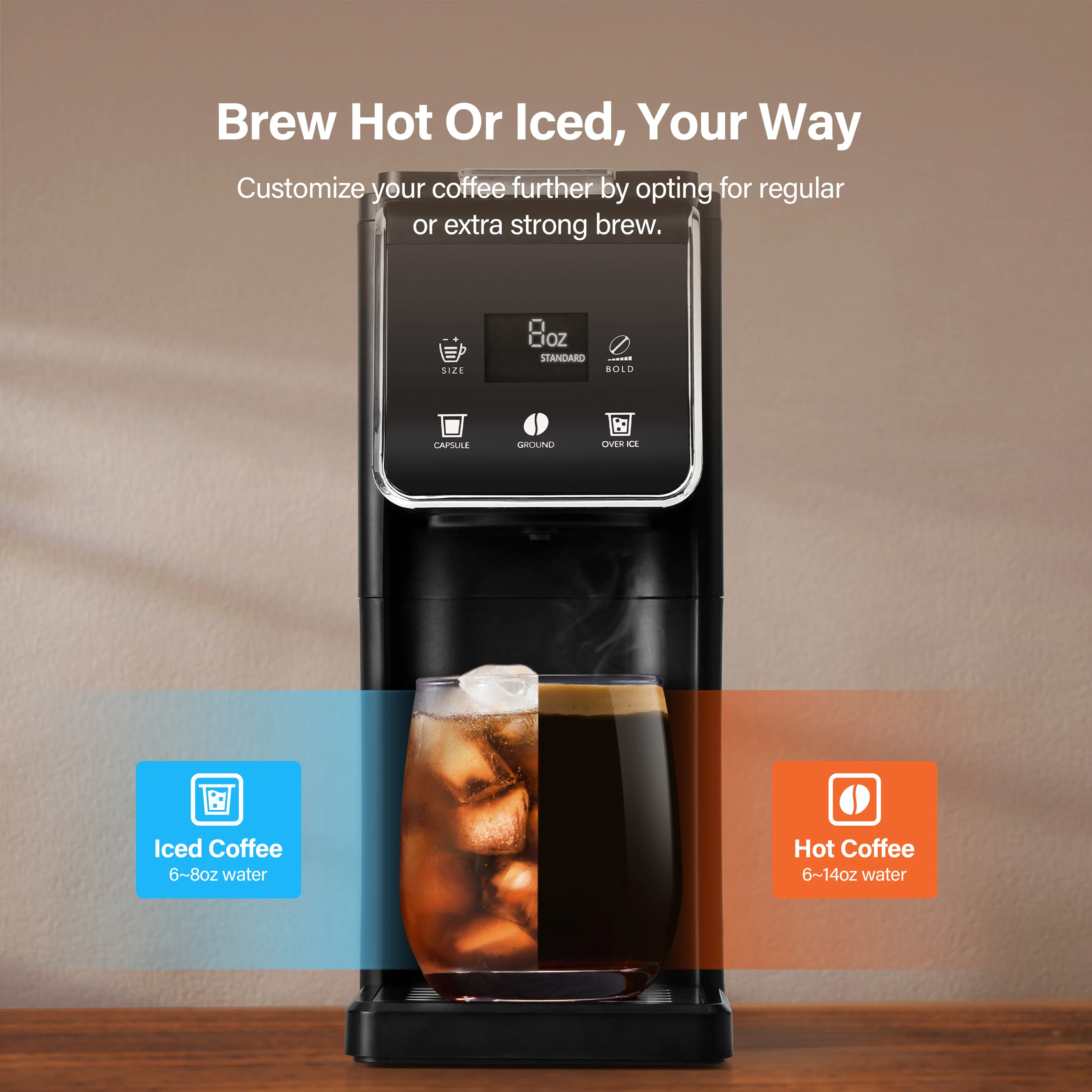 Multifunctional 3 In1 Espresso Coffee Machine for K-cup Capsule Coffee Brewer