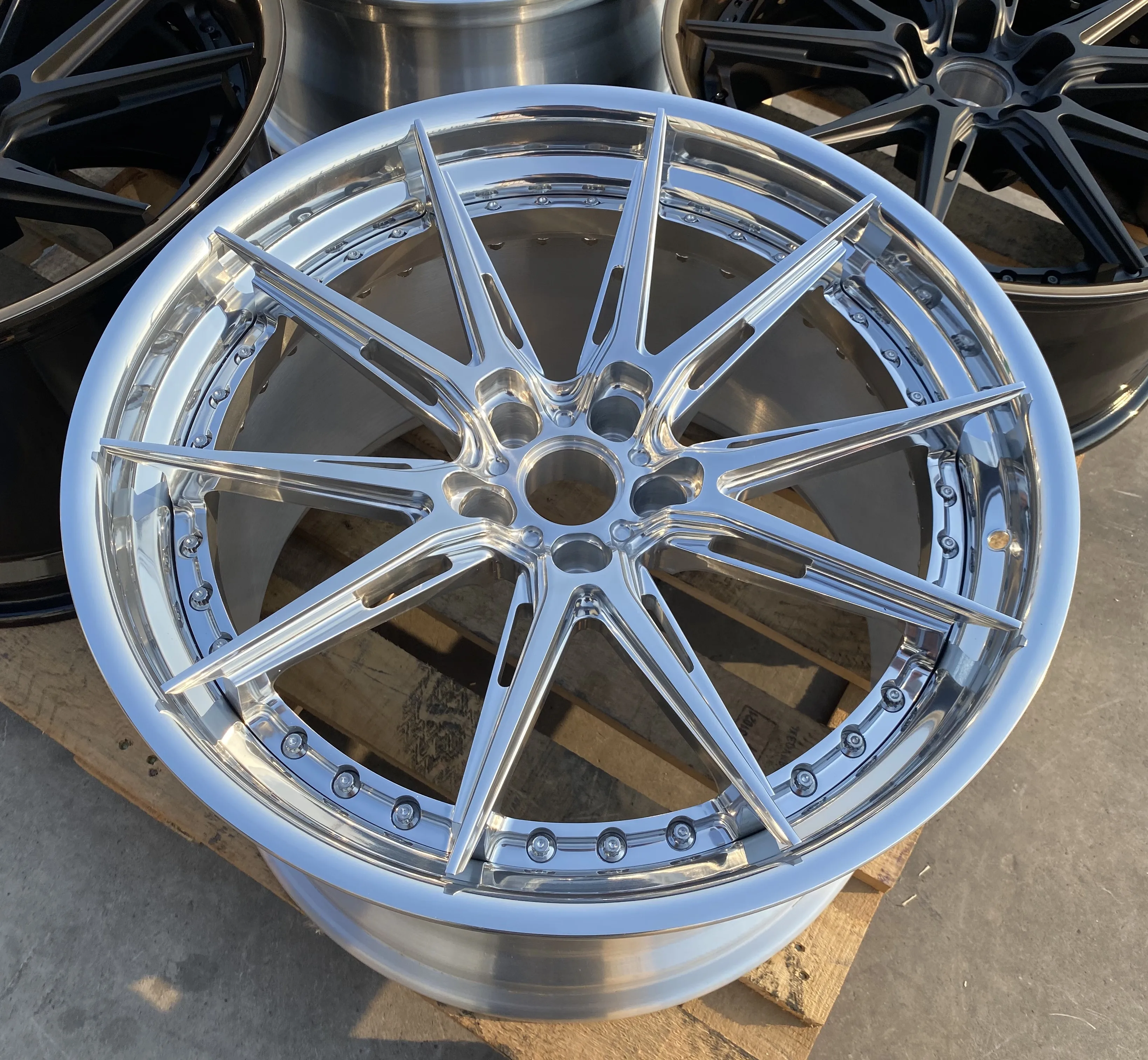 2 piece mate silver face aluminum alloy forged wheels 16 17 18 19 20 21 22 23 24 inch 5x112 5x114.3 5x120 rim hub