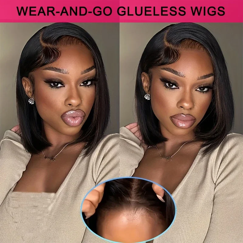 Glueless Echthaar Bob Perücke Mit Lace Closure Gerade Vorgezupft_voghion.com