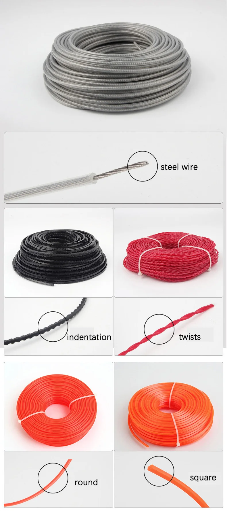 Trimming Rope Brush Cutter Grass Cutting Trimmer Rope Nylon Line Cord Wire Round ...