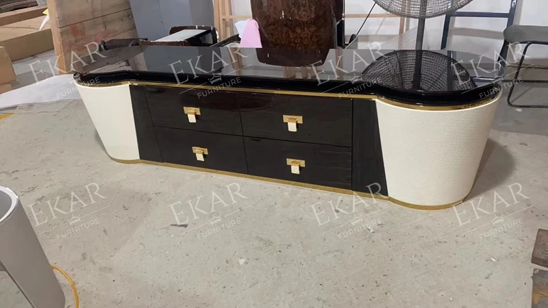 product gold mirror steel tv stand with hardware accents-69