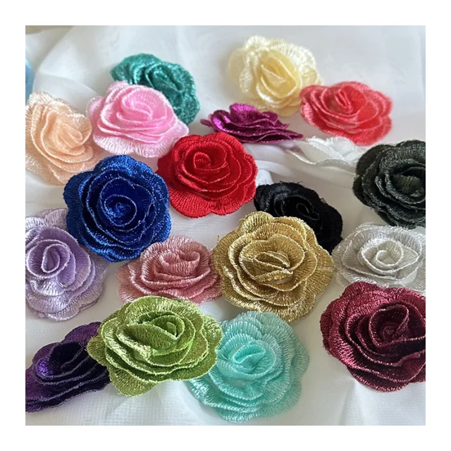 affinity luxury 4.5 cm 3D patch flower tulle beaded lace high-end organza custom embroidery  patches for apparel