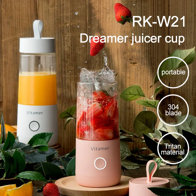 Mini mixeur électrique portable 350 ml pour jus de fruits, rechargeable par USB, avec gobelet de sport et fonction smoothie._voghion.com