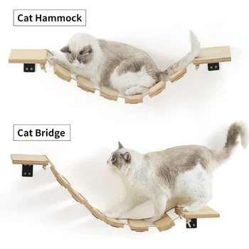 Modern Wall-Mounted Cat Climbing Frame Wooden Soft  Bridge Cat Tree Cat  Toy  Pet Wall Climbing Ladder