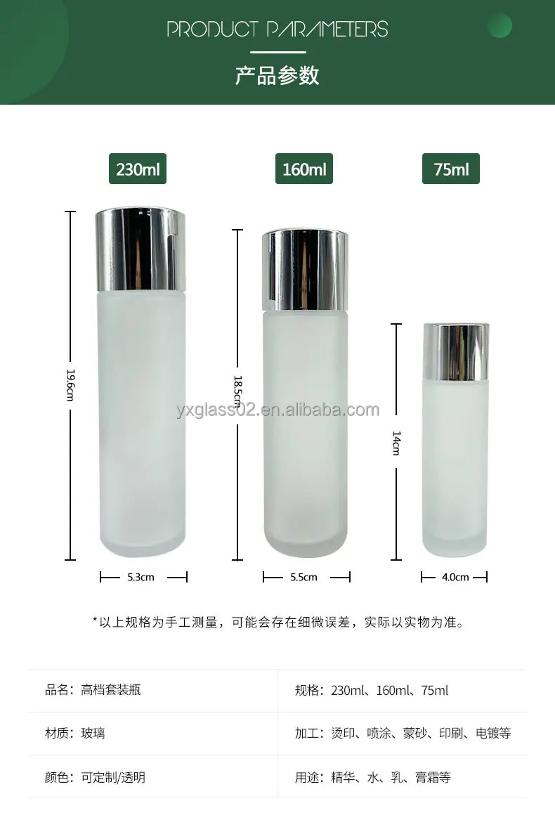 Cosmetic packaging bottle set new style skincare Fairy water series skin care toner lotion serum cosmetic glass packaging details