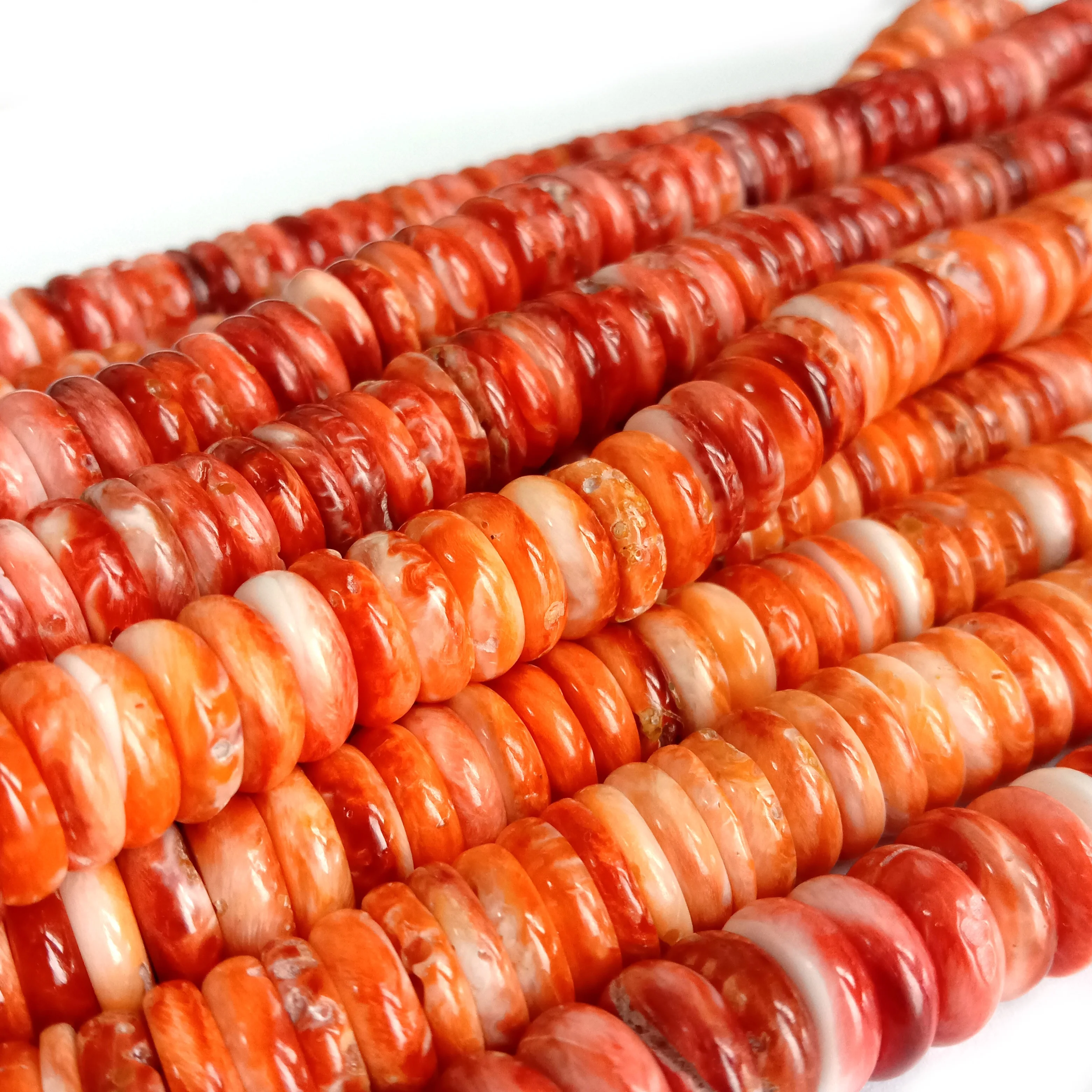 4 Perles Naturelles En Forme D'anneau 25 Mm – Coquillage Orange – Abalorios – NEUF