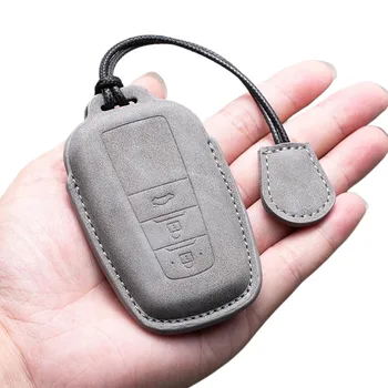 Leather Car Key Case Cover Keychain For CHR Hilux Fortuner Land Prius Cruiser 200 Camry Corolla Crown RAV4 Highlander