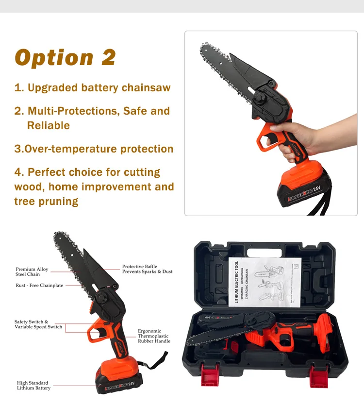 Lithium Battery Powered Cordless Chainsaw Portable Electric Hand Pole ...