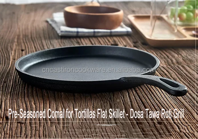 Tortillada  10.5 Inch Pre Seasoned Cast Iron Griddle / Pan + Hot