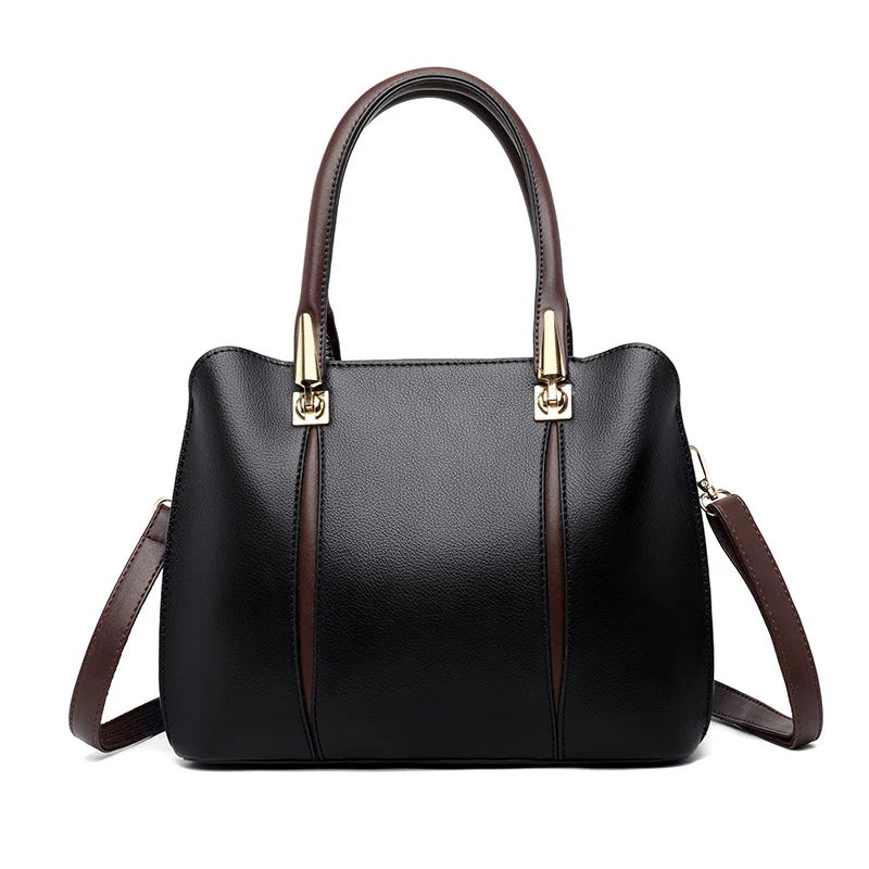Large capacity high quality women handbag shoulder bag PU leather stylish ladies girls bag LOGO customizable with zipper pure
