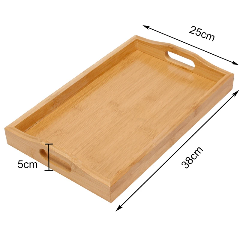 Wholesale Natural Bamboo Wooden Serving Tray Small Custom Bamboo Food