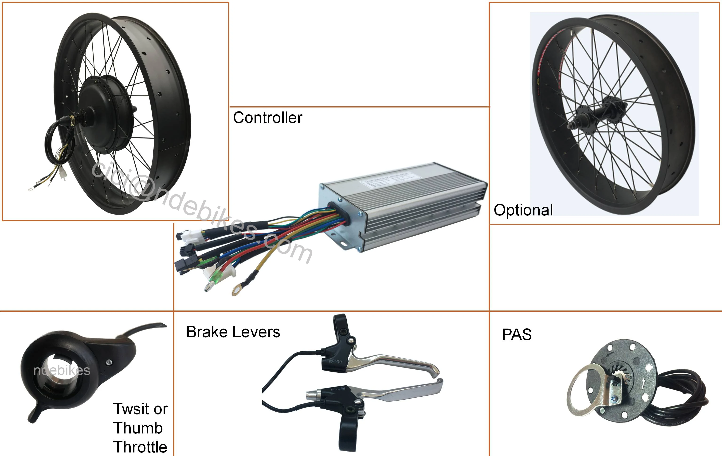 48v 1000w 1500w Fat Tire Electric Bike Conversion Kit Front Rear 20 24