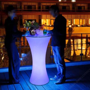 Pub Bar High Table Furniture Outdoor Led Tall Cocktail Table Lighting Luminous Slim Waist Table