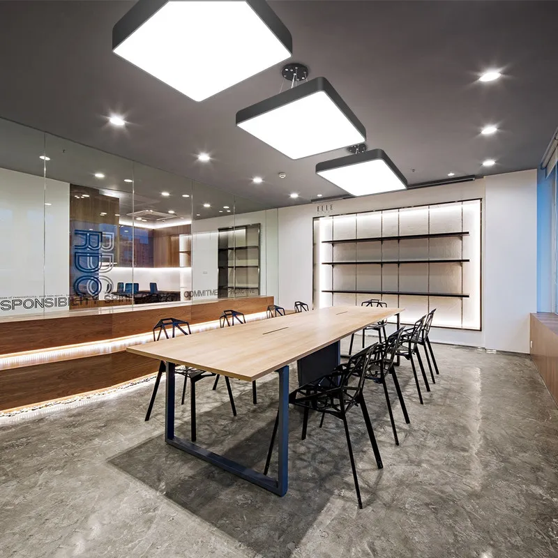 Moderne, schlichte LED-Kronleuchter aus Eisen und PMMA, quadratisch, für Studio, Büro, Beleuchtung, Lampen, Einkaufszentrum, Supermarkt, Geschäft, hängend, 3 Jahre Garantie