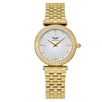 Watch Bling Fully Iced Out Watches Silver Gold Blue Dial Quartz Diamond Watches Women Wrist