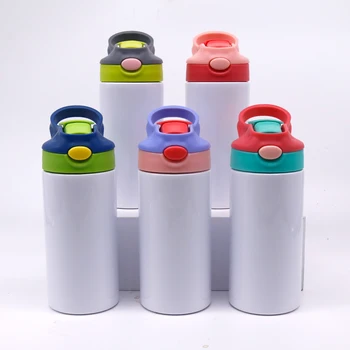 Double wall sublimation blanks kids straight sippy tumbler cup kids sublimation water bottle with lid straw