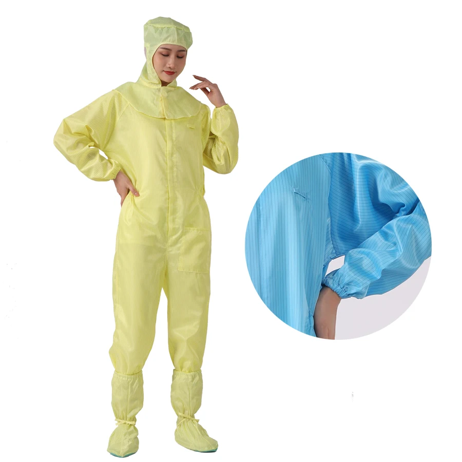 Washable Blue Anti-static Clean Room Working Clothes ESD Garment Jumpsuit Without Hood Cleanroom Coverall Without Hood RH-1003A