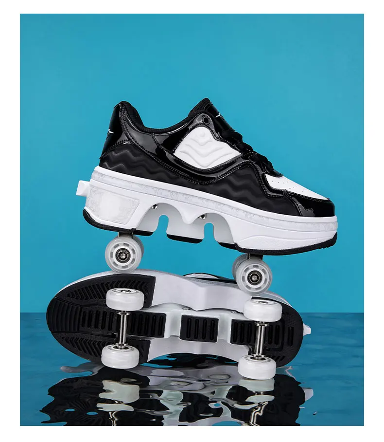 Skate Roller Shoes With Retractable Wheels Supplier Roller Kids' Sport Walking Shoes 4 Rollers