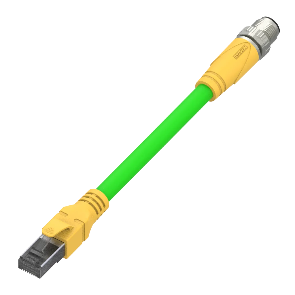 Marvtech Double Side Shield Ethernet Profinet M12 D Code Male to RJ45 Overmolded Connector