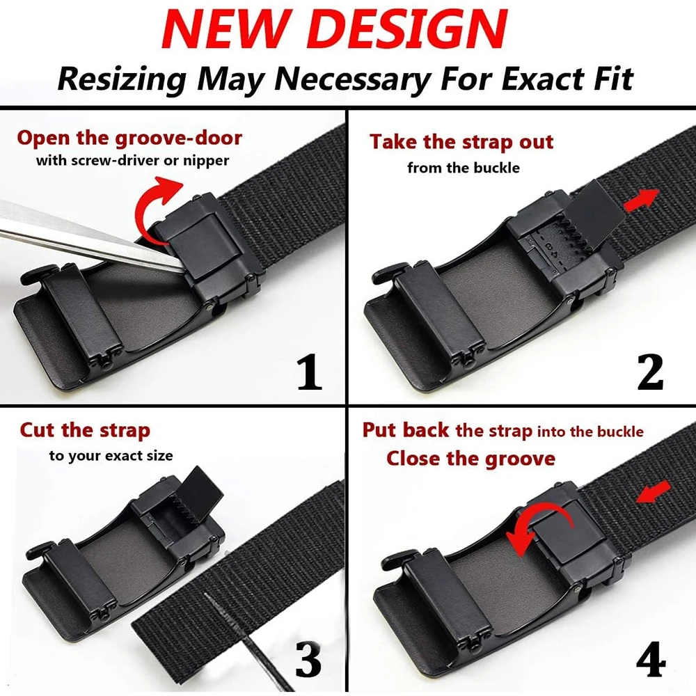 Lightweight Heavy Duty Nylon Ratchet Belt Durable Automatic Buckle Adjustable Web Tactical Belt