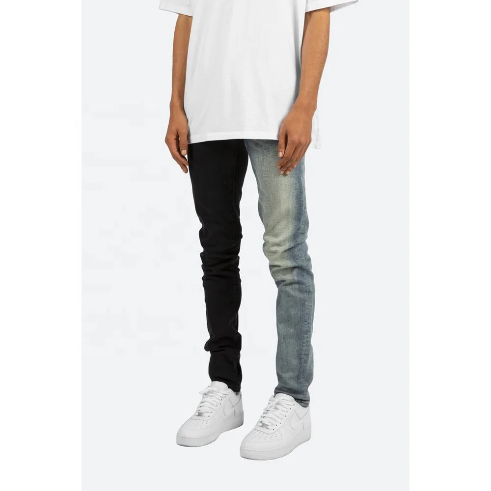 Diznew пользовательские модные мужские хлопковые черные и синие джинсовые контрастные джинсы брюки для