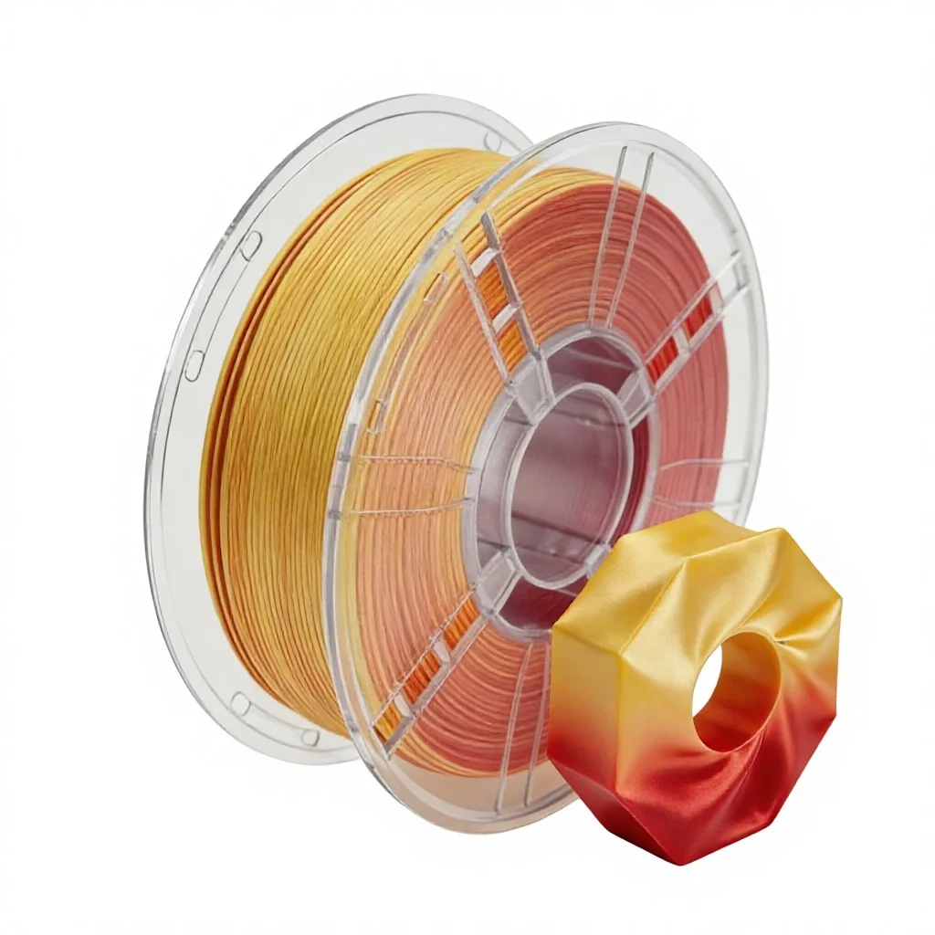 Dwukolorowy filament do druku 3D z jedwabnego PLA, średnica 1,75/2,85/3,5 mm, 1 kg na szpulę, niskie skurcz, zakres temperatur 190–220 °C