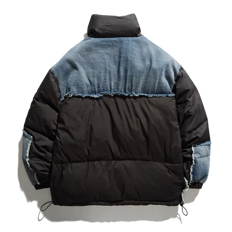 OEM Manufacturer Supply Windbreaker Denim Windproof Custom Puffer Jacket Bubble Coat Outwear Winter Puffer Jackets Unisex gallery 4