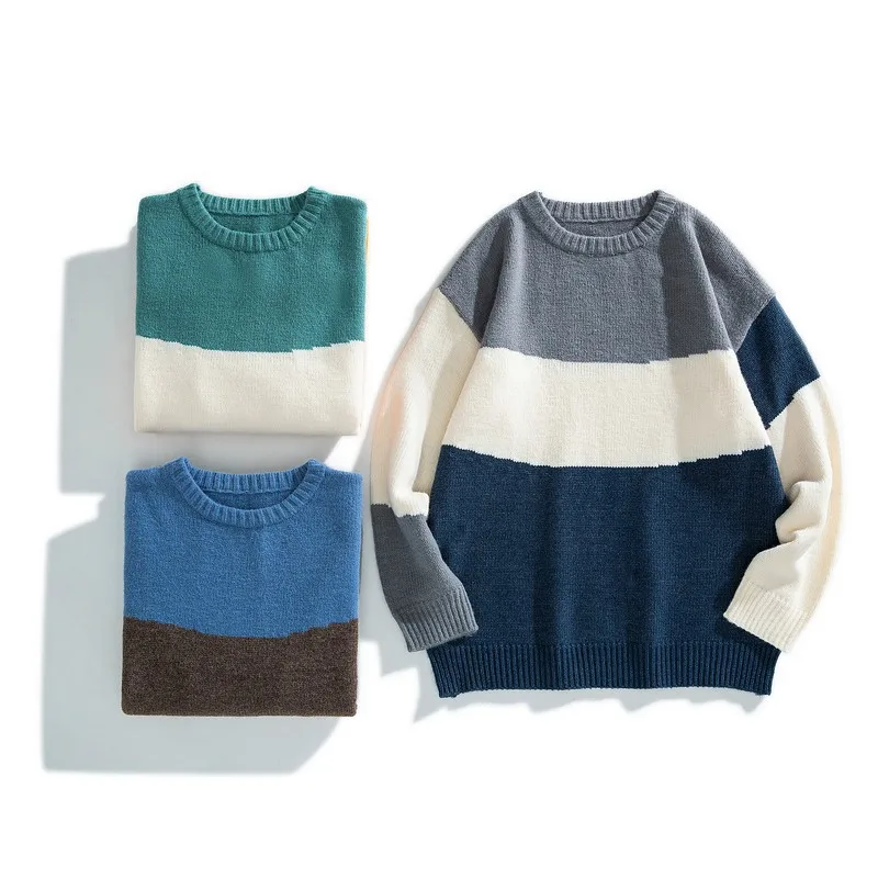 2021 Man Clothing Autumn Winter Pullover Sweater Fashionable Casual Youth Loose Round Neck Knitted Sweaters For Men