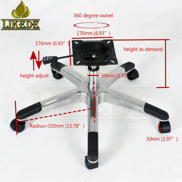 Aluminum Swivel Plate Chair Base Furniture Legs for Lounge Chair Turned Chair Parts With Swivel Function