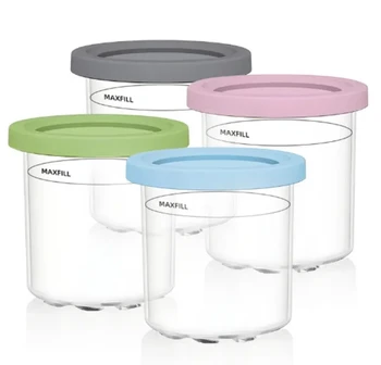 4-Piece Ninja Series Leak-Proof Ice Cream Maker NC299AM C300s Containers Plastic Jars with Lids for Ice Cream Tubs Pints