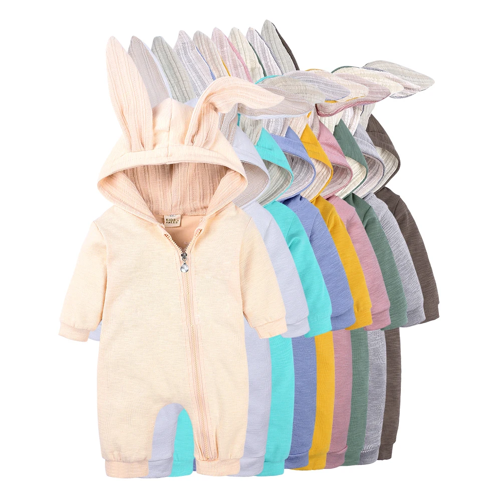 Wholesale Baby Clothes Cotton Caby Rompers Jumpsuit Boy Girl Newborn Bunny  Romper Plain Winter Cute New Born Baby Clothing