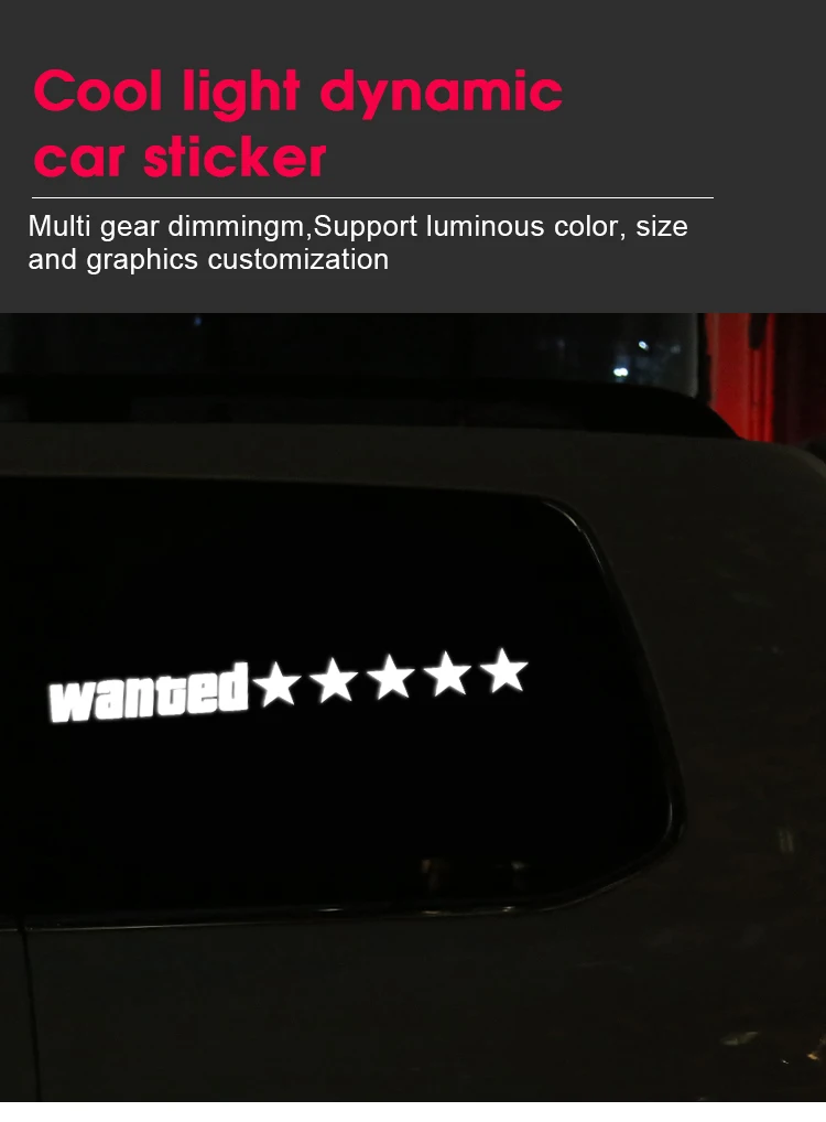 Factory Custom New Animated Car Sticker Decals Flashing Led Car Panel