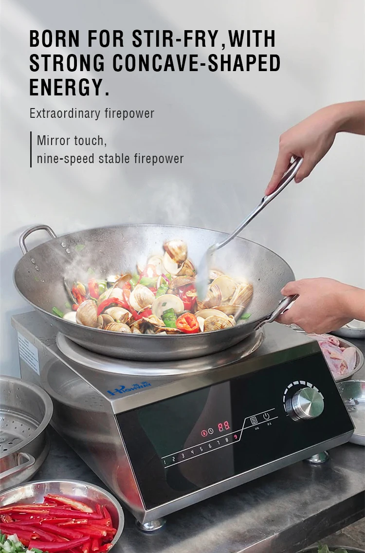 5000w Commercial Induction Wok Cooktop Concave Top Induction Cooker