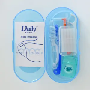 Daily Care Wholesale ISO GMP CE FDA Approved Private Label Dental Clean Travel Kit 8pcs Oral Clean Kit with Storage Box