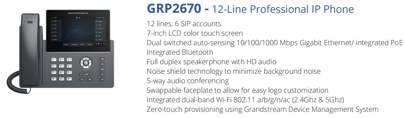 Grandstream GRP(2612/P/W/2613/2614/2615/2616/2624/2634)Carrier-Grade IP ...