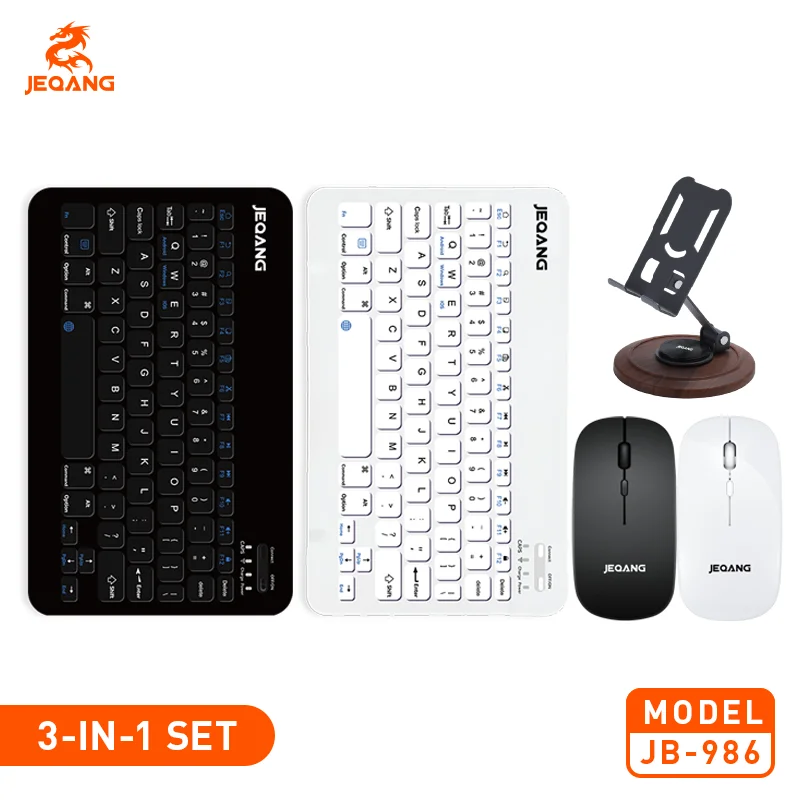 Jeqang-986 Hot Selling 3N1 BT Combo New Table Use Multiple Functions Keyboard Mouse and Phone Holder