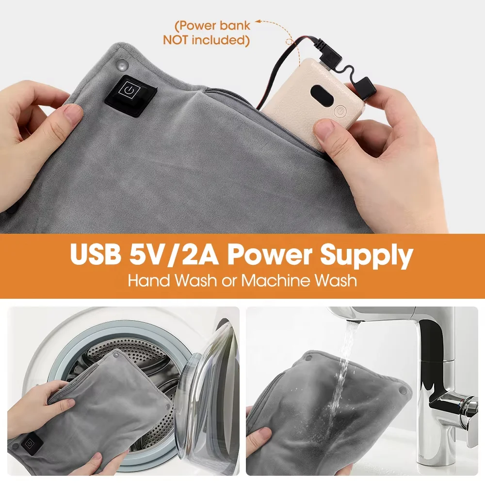 Adjustable Temperature Graphene Hand Warmer with Four-sided Heating USB-powered Therapeutic Heating Pad Hand Warmer Pouch 6