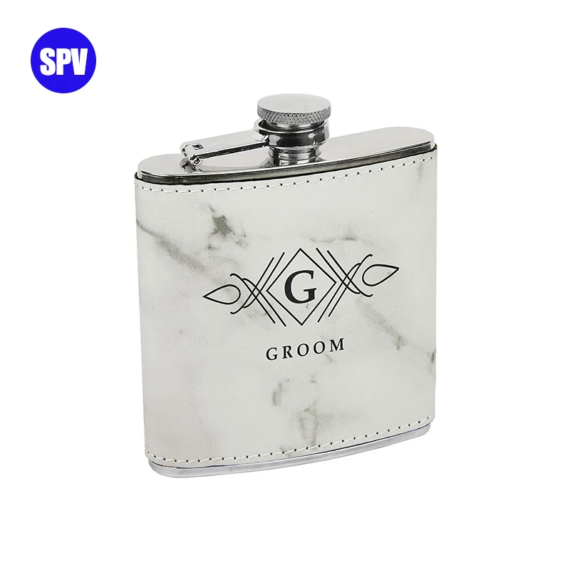 High Quality Custom 6oz/7oz/8oz Vintage Men Liquor Customized PU Leather Hip Flask for Laser Engraving