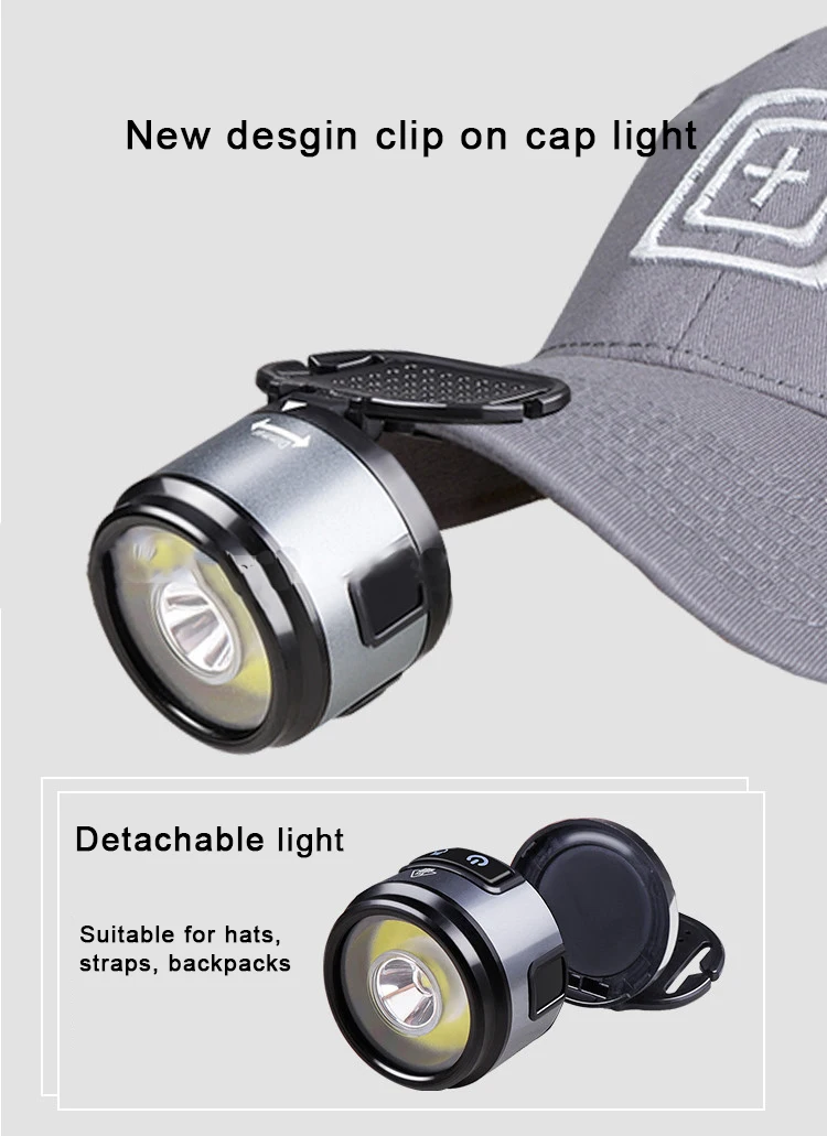 Mini Multifunctional Waterproof Rechargeable Clip On Cap Hat Light COB Headlamp Flashlight Work Camping Hunting with Magnet details