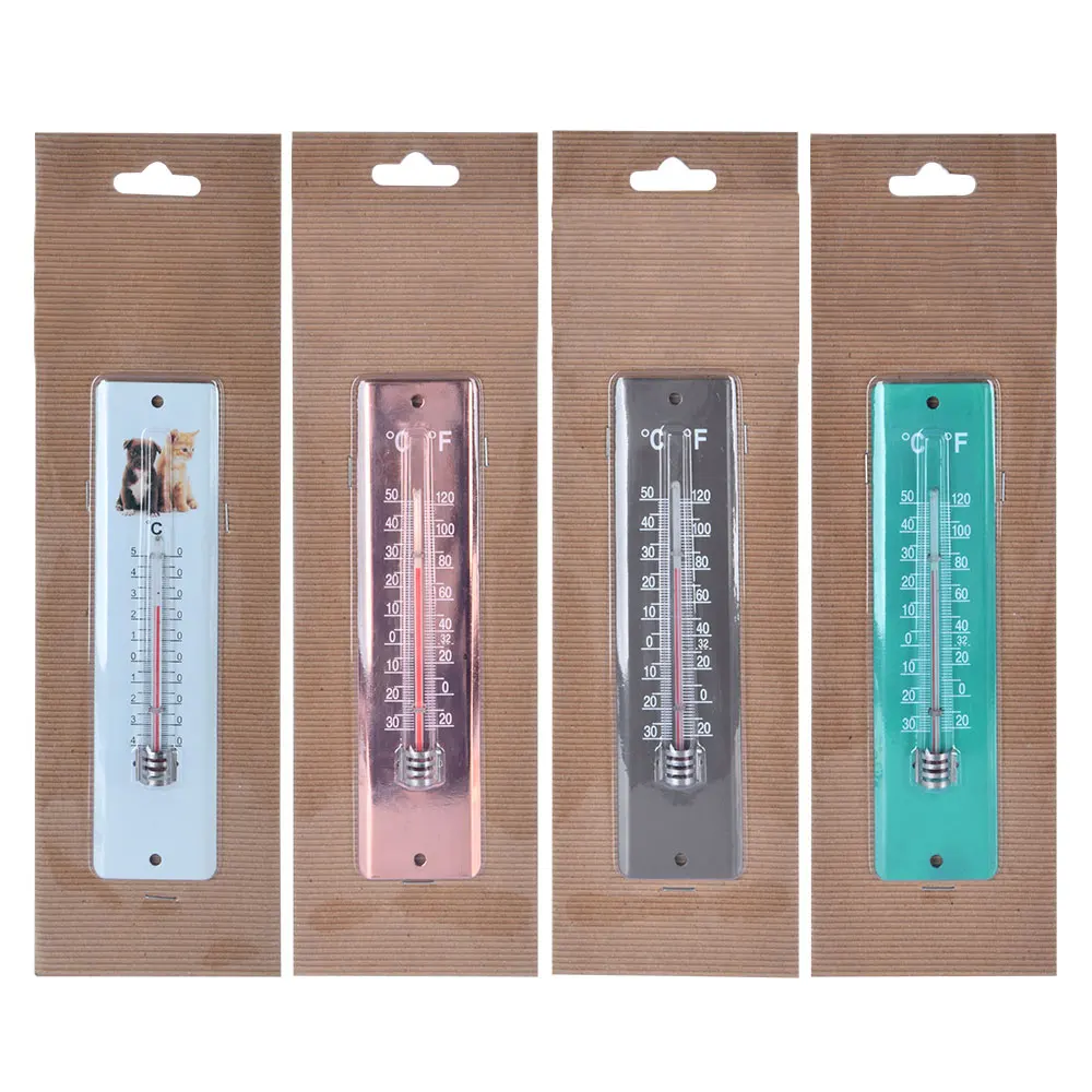 Vertak Garden Decorative Metal Vertical Outdoor Glass Wall Thermometer