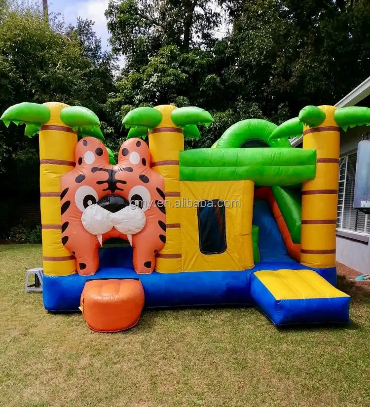 CE certificado Casa de rebote al aire libre Tigre castillos inflables  equipo de alquiler de fiesta gorila inflable con tobogán